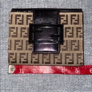 Fendi Tan and Black Logo Wallet